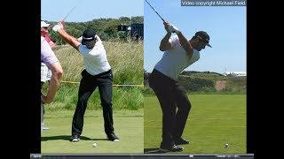 Jon Rahm golf swing  Long Iron faceon amp downtheline July 2017 [upl. by Plumbo]