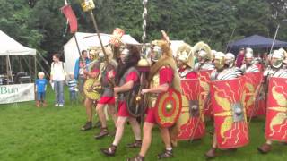 Roman Reenactment at the Amphitheatre in Caerleon Marching In [upl. by Euqinay400]