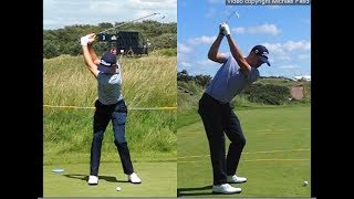 Justin Thomas golf swing  Long Iron faceon amp downtheline July 2017 [upl. by Nyrat]