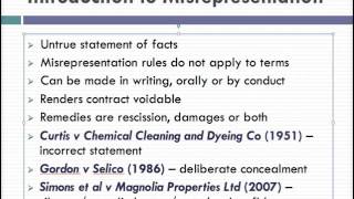 Misrepresentation Lecture 1 of 4 [upl. by Naoma672]